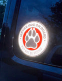 Reflective Service Dog On Board Decal | 6 inch | 2 Decals Included | May Not Be Vested AND Do Not Separate From Handler