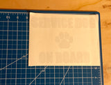 Service Dog On Board REFLECTIVE Decal | 7 x 5 in. | Reflective Safety Vehicle Decal | White/Silver