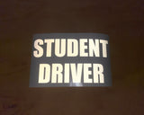 Student Driver REFLECTIVE Decal | 8 x 4.5 in. | Reflective Safety Vehicle Decal | White/Silver