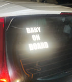 Baby On Board REFLECTIVE Decal | 5.5 x 4.5 in. | Reflective Safety Vehicle Decal | White/Silver