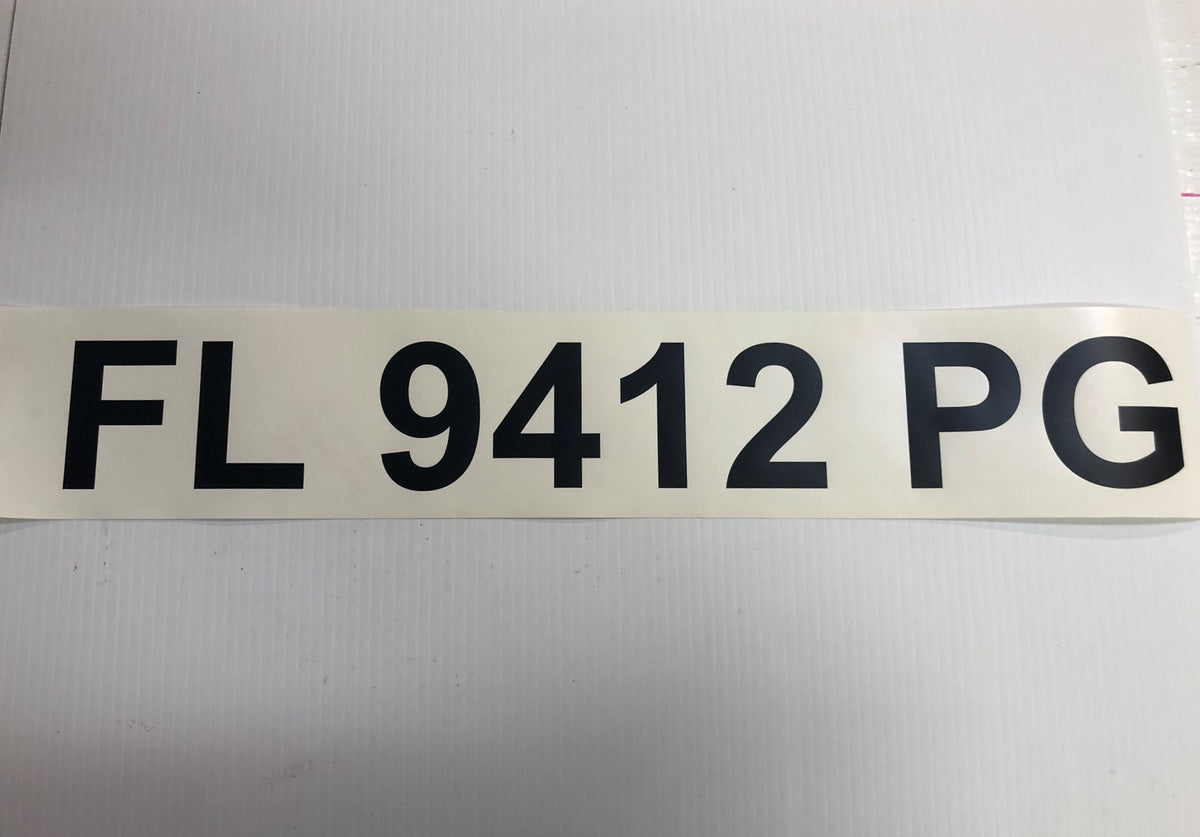 Custom Vinyl Boat Registration Numbers Black, Matte Black, White, Si