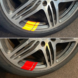 Reflective Wheel Hash Mark Decals - Porsche - 6 Highly Reflective Stickers - Engineer Grade Reflective Decals - red, white, black, yellow, blue, green, gold, orange