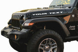 Custom Text Jeep Hood Decal | 2 Decals | Wrangler JL JK YJ TJ | Custom Word Letters Sticker | Jeep Lettering | Black, White, Silver, Red, Pink