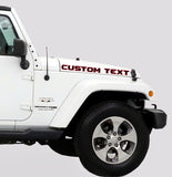 Custom Matte Black/Red Text Hood Decal for Jeep | 2 Decals | High-Quality Vinyl Decals