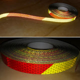 Chevron V98 Pre-striped Reflective Tape 1” by the Foot - Red/Yellow