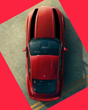 Flared Hood Stripes for Ford Mustang 2015-2016 | Gloss Black, Matte Black, White, Silver, Red, Pink, Yellow, Turquoise