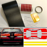 6" Vinyl Racing Stripes Kit - Matte Black - DIY - 30' or 36' long - plus Red Pinstripes