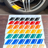 Reflective Wheel Hash Mark Decals - 6 Stickers - Engineer Grade Reflective Decals- red, white, black, yellow, blue, green, gold, orange