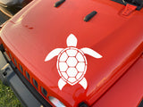 Sea Turtle Hood Decal for Jeep | Matte Black, Gloss Black, White, Silver, Red, Pink, Turquoise, Yellow