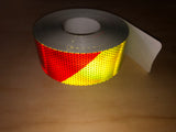 Chevron V98 Pre-striped Reflective Tape 3” by the Foot - Red/Yellow