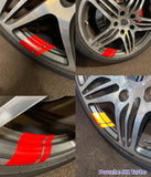 Reflective Wheel Hash Mark Decals - Porsche - 6 Highly Reflective Stickers - Engineer Grade Reflective Decals - red, white, black, yellow, blue, green, gold, orange