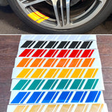 Reflective Wheel Hash Mark Decals - Porsche - 6 Highly Reflective Stickers - Engineer Grade Reflective Decals - red, white, black, yellow, blue, green, gold, orange