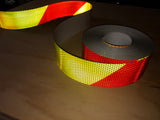 Chevron V98 Pre-striped Reflective Tape 3” by the Foot - Red/Yellow