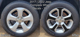 Vinyl Wheel Overlays for 2017-2022 Jeep Compass Wheels - 17" | Gloss Black, Matte Black, White, Silver, Red, Pink, Yellow, Turquoise