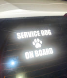 Service Dog On Board REFLECTIVE Decal | 7 x 5 in. | Reflective Safety Vehicle Decal | White/Silver
