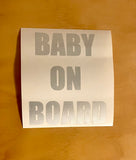Baby On Board REFLECTIVE Decal | 5.5 x 4.5 in. | Reflective Safety Vehicle Decal | White/Silver