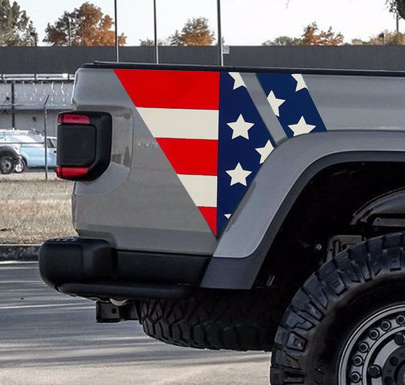 USA American Flag Tail Band Vinyl Stripe Kit for Jeep Gladiator Bed Side