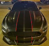6" Vinyl Racing Stripes Kit - Matte Black - DIY - 30' or 36' long - plus Red Pinstripes