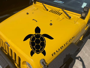 Sea Turtle Hood Decal for Jeep | Matte Black, Gloss Black, White, Silver, Red, Pink, Turquoise, Yellow